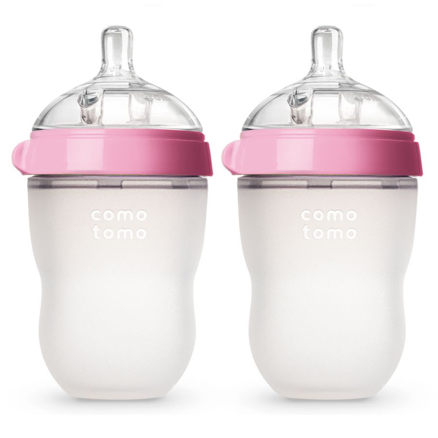 Набор из двух бутылочек для кормления COMOTOMO, цвет розовый (250 мл.) Comotomo Natural Feel Baby Bo