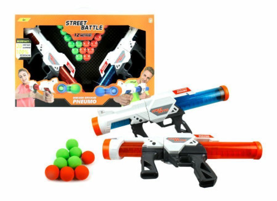 1toy Street Battle игрушечное оружие с мягкими шариками (2 пистолета, 20 шариков 3,4 см), коробка