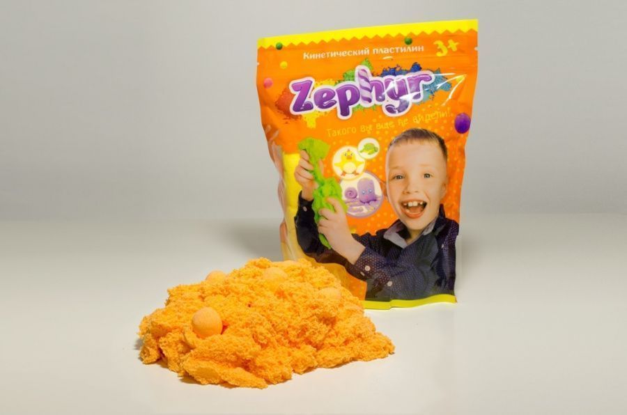 Кинетический пластилин "Zephyr"-оранжевый (0,3 кг/дой-пак)