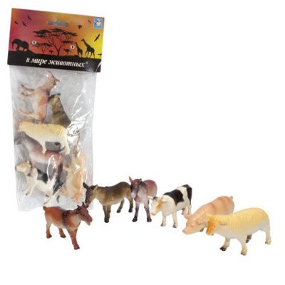 1toy "В мире животных" Набор игрушечных животных с фермы 6 шт х 8,75 см 