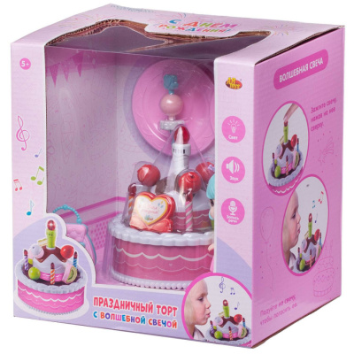Помогаю Маме. Торт "С Днем Рождения" в наборе с куколкой и игровыми предметами, свет, звук