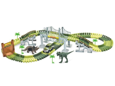 1toy Гибкий трек - динопарк мини-мост, туннель, ворота, 1 машинка,102 детали