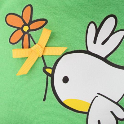 Собака Ваксон в футболке с принтом "Птичка с цветочком" 25см