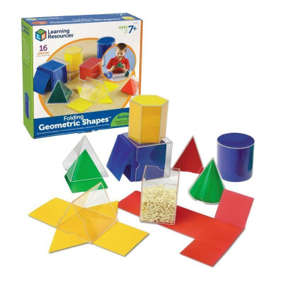 LER0921 Развивающая игрушка "Объемные геометрические фигуры, с развертками"  (8 элементов)