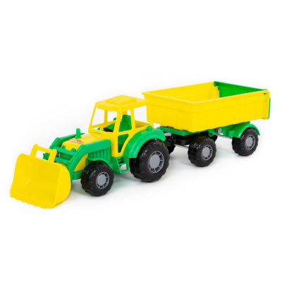 Трактор с прицепом "Мастер" №1 и ковшом, желтый