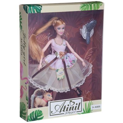 Кукла "Atinil. В гармонии с природой" в платье с двухслойной юбкой с кружевом по низу, 28 см