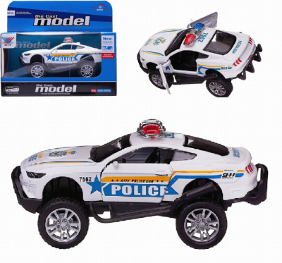 Машинка "Джип полицейский", 1:32 (белый), с открывающимися дверьми, инерционный, с элементами из мет