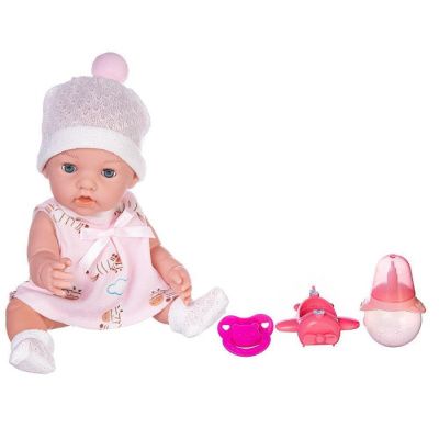 Пупс-кукла "Baby Ardana" 30 см, в розовом платье, шапочке и носочках, в наборе с аксессуарами