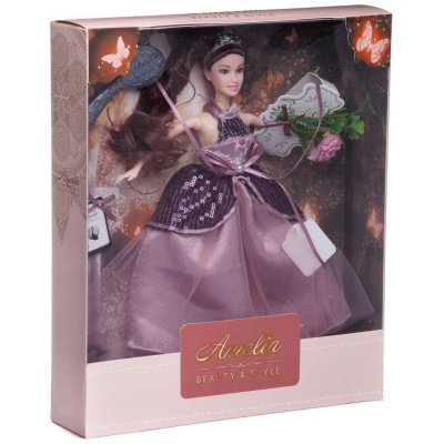 Кукла "Amelia. Королевский прием" с диадемой, в длинном платье, темные волосы, 30 см