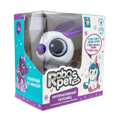 1TOY RoboPets игрушка интерактивная Кролик белофиолетовый (mini), свет, звук, движение 