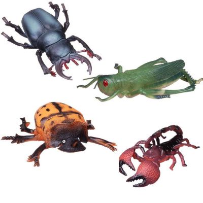 Набор игровой "Насекомые" (кузнечик, скорпион, жук-олень, колорадский жук), длина фигурки 20см, в па
