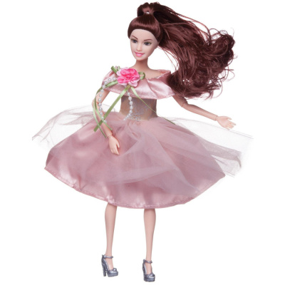Кукла "Atinil (Атинил). Цветочная гармония" в бледно-розовом платье с букетом, 28см, шатенка
