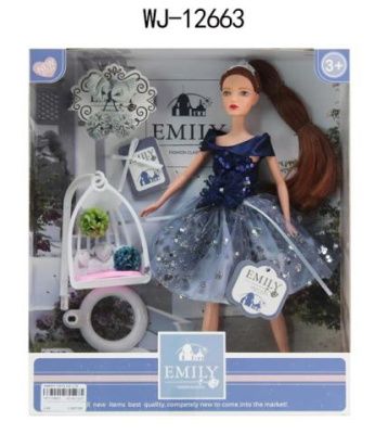 Кукла "Emily. Синяя серия" с подвесными качелями и аксессуарами, 30 см