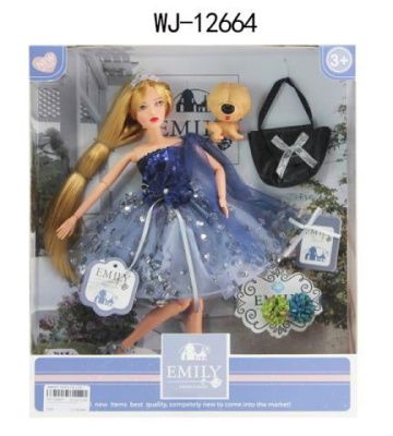 Кукла "Emily. Синяя серия" с собачкой, сумочкой и аксессуарами, 30 см