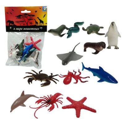 1toy "В мире животных" Набор игрушечных морских животных 12 шт х 5 см 