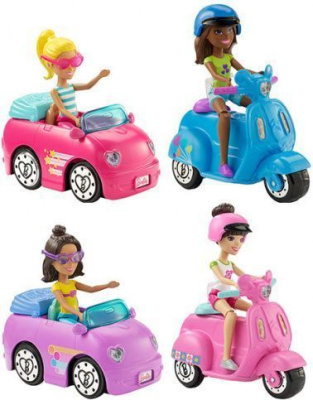 Игровой набор В движении мини-кукла Mattel Barbie и транспортное средство