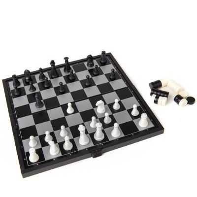 Игра настольная Шахматы и шашки магнитные, дорожный набор 2 игры в 1, Академия Игр.