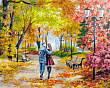 Картина по номерам на холсте 40*50 см Осенний парк скамейка двое