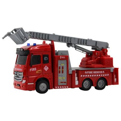 Пожарная машина с выдвижной лестницей, кабина die-cast, инерционный механизм, свет, звук, 1:43 Funky