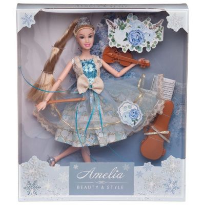 Кукла "Amelia. Рождественский бал" с диадемой, скрипкой и аксессуарами, 30см