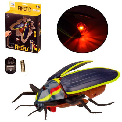 Интерактивные насекомые и пресмыкающиеся. Светлячок, ИК управление, световые эффекты, 11х8х2,8см