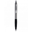 50230 Шариковая ручка в серебристом металлическом корпусе с чёрной резиновой манжетой, синие чернила