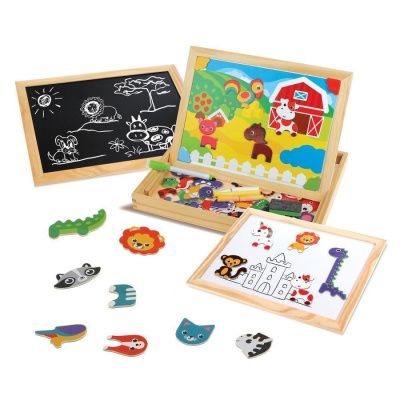 Бизи-чемоданчик "Животные": доска для рисования, меловая доска, фигурки на магнитах, 2 игровых фона