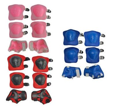 Комплект защиты (наколенники, налокотники, перчатки), 3 цв. в ассорт. син,красн,роз.