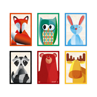 Кубики "Лесные животные" в деревянной коробке; 6 элементов