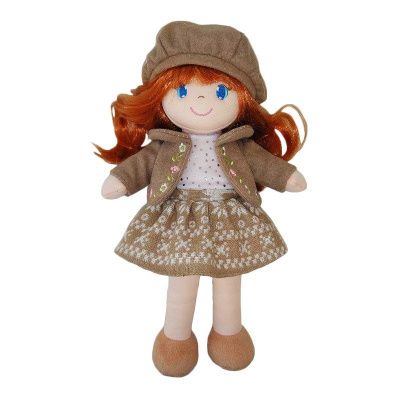 Кукла мягконабивная в коричневом берете и фетровом костюме, 36 см