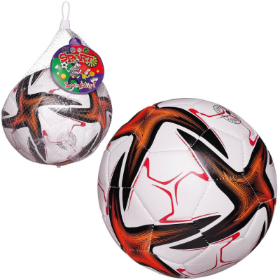 Мяч футбольный белый с оранжево-черными звездами, 22-23 см