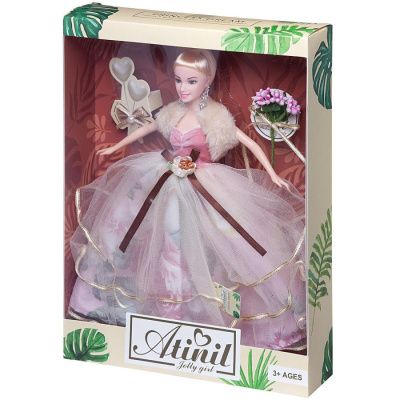 Кукла "Atinil. В гармонии с природой" в длинном платье с букетом, 28см