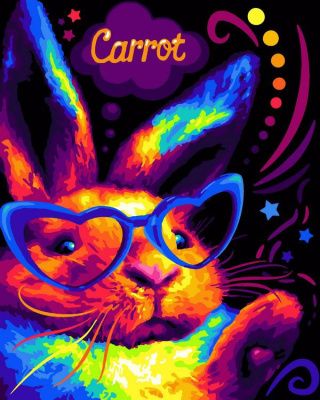 Картина по номерам холст на подрамнике 40*50см "Радужный кролик"