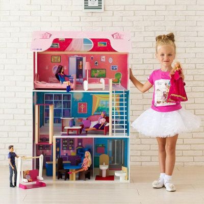 Дом кукольный "Муза" (с лифтом, мебелью и качелью)