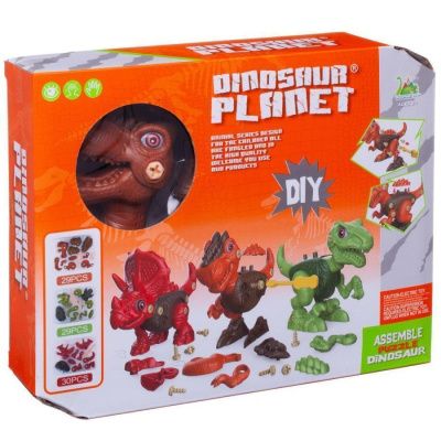 Динозаврик-конструктор в наборе с отверткой (коричневый), в коробке