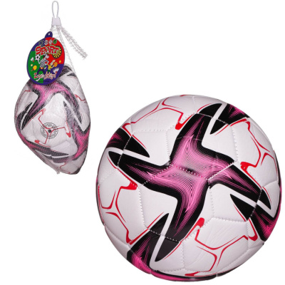 Мяч футбольный белый с розово-черными звездами, 22-23 см