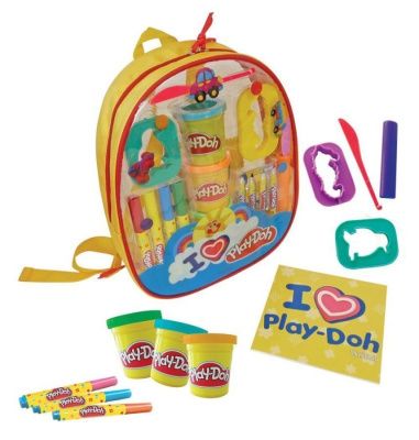 Набор Play doh "Рюкзачок для творчества", 4 маркера, 4 цветных карандаша, 4 цвета пасты для лепки.