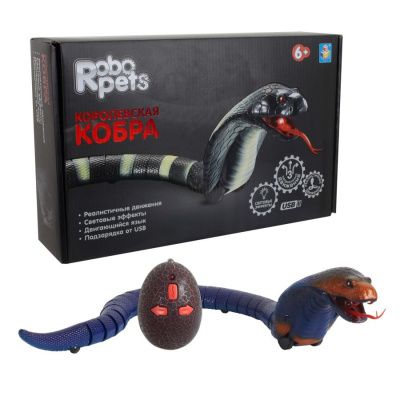 1 toy Игрушка Робо-Кобра (синяя) на ИК управлении, свет.эффекты, USB-зарядка