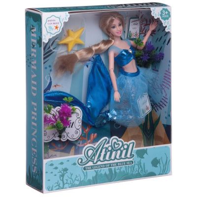 Кукла "Atinil. Русалочка" синий костюм, с аксессуарами, 28см