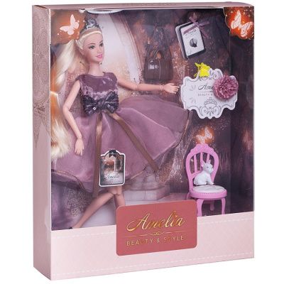 Кукла "Amelia. Королевский прием" с диадемой, в розовом блестящем платье с воздушной юбкой, 30 см