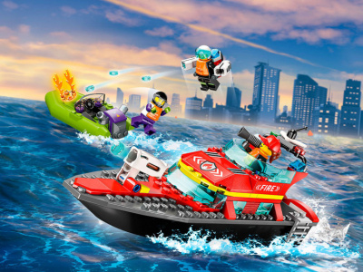 60373 Конструктор детский LEGO City Пожарно-спасательная лодка, 144 деталей, возраст 5+