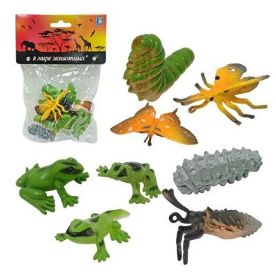 1toy "В мире животных": лягушки и бабочки, 8 шт, пакет с хед