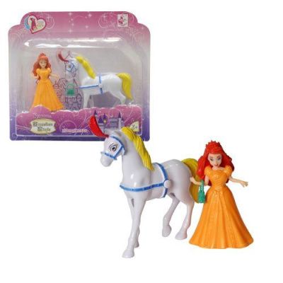 1toy Красотка "Волшебная сказка" кукла 11см с лошадкой и платьем-прищепкой,блист.