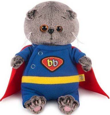 Кот Басик BABY в костюме супермена 20 см