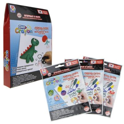 Clay Crayon Набор тесто-мелков "Динозавр" (3 цвета по 30 гр) 