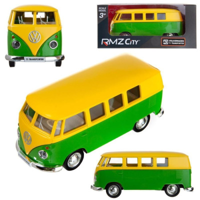 Машина металлическая RMZ City 1:32 Автобус инерционный Volkswagen Type 2 (T1) Transporter, желтый