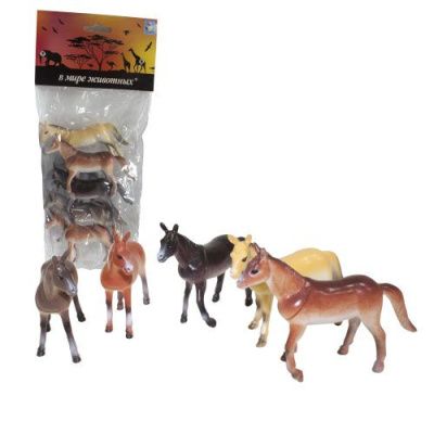 1toy "В мире животных" Набор игрушечных лошадей 6 шт х 10 см 