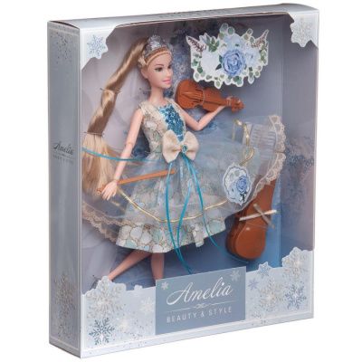 Кукла "Amelia. Рождественский бал" с диадемой, скрипкой и аксессуарами, 30см