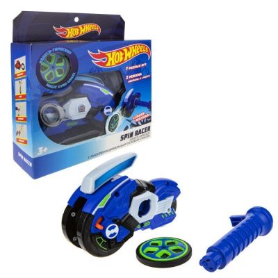 Hot Wheels Spin Racer "Синяя Молния", пусковой механизм с диском, синяя