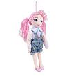 Кукла мягконабивная с розовыми волосами в шортах, 35 см